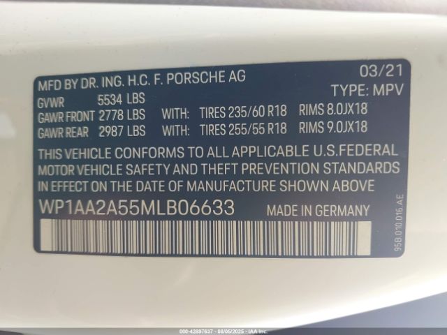 2021 PORSCHE MACAN WP1AA2A55MLB06633 Photo 8