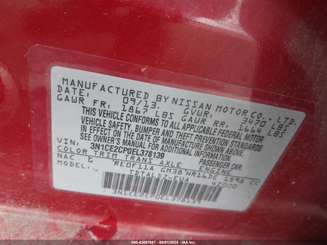 Nissan VERSA NOTE 2014 3N1CE2CP0EL378139 Image 9