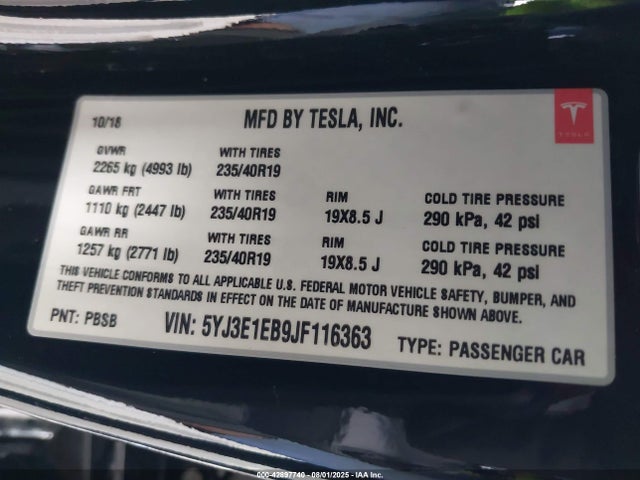 2018 TESLA MODEL 3 5YJ3E1EB9JF116363 Photo 8