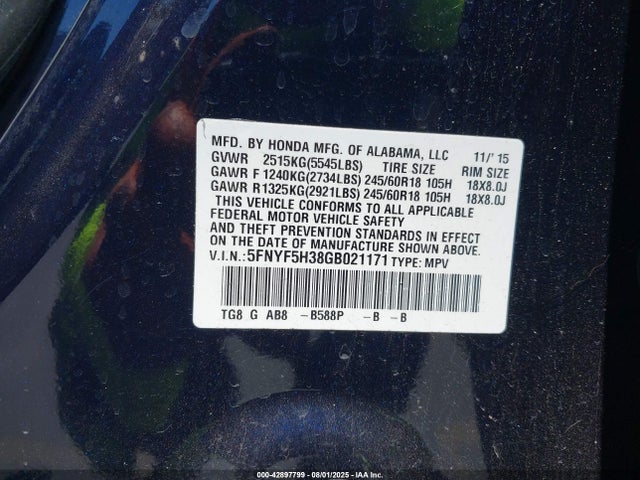5FNYF5H38GB021171 Honda j35y6