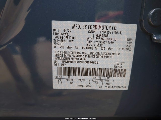 1FMWK8GC9SGB96836 Ford gtdi