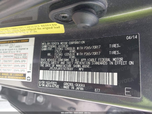 Toyota 1gr-fe 2014 JTEZU5JR1E5078069 Image 9