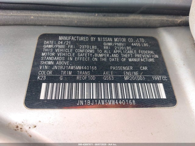 JN1BJ1AW5MW440168 Nissan 2021