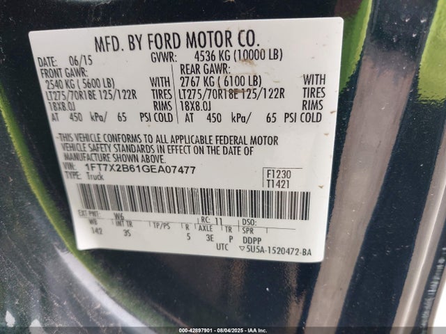 Ford F-250 2016 1FT7X2B61GEA07477 Image 9