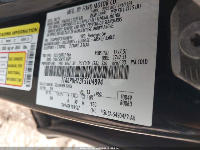 Ford 2015 2015 1FA6P0H73F5104894 Image 9