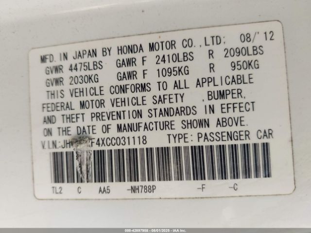 2012 ACURA TSX JH4CU2F4XCC031118 Photo 8