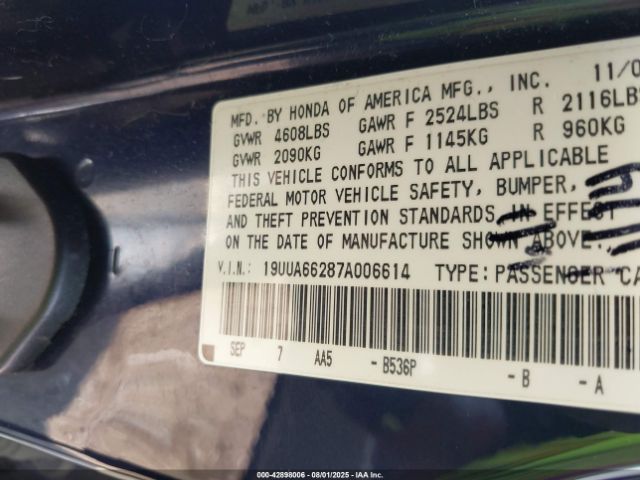 2007 ACURA TL 19UUA66287A006614 Photo 8