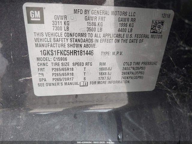 1GKS1FKC5HR181446 GMC l83 -sidi: spark ignited direct injection, vvt: variable valve timing, afm, e85 max, alum