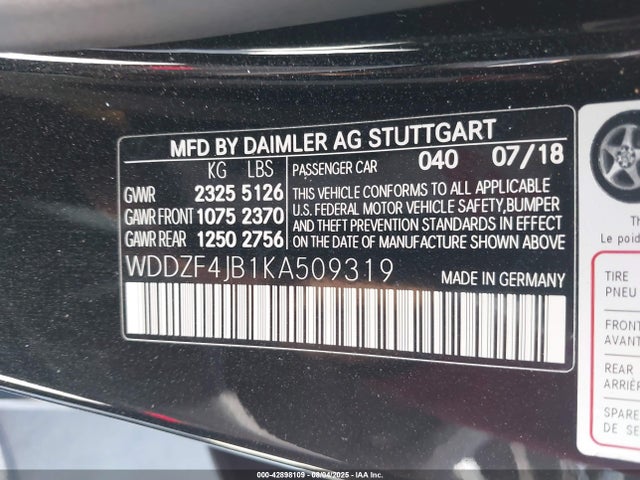 WDDZF4JB1KA509319 Mercedes-Benz m274