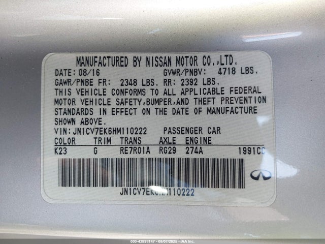 Infiniti Q60 2017 JN1CV7EK6HM110222 Image 9