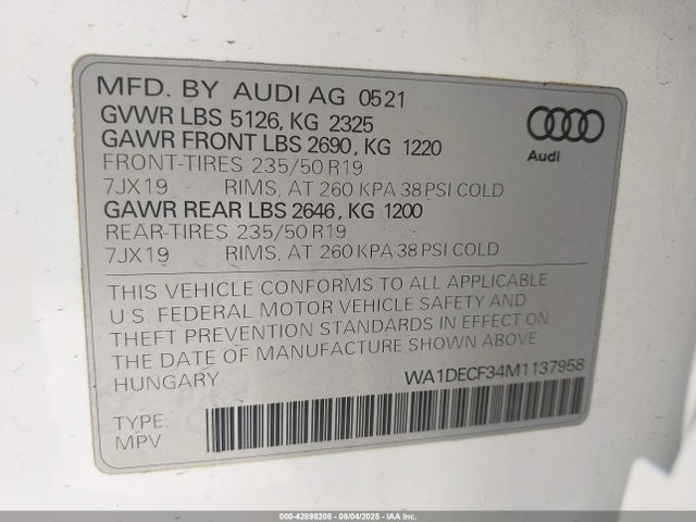 2021 AUDI Q3 WA1DECF34M1137958 Photo 8