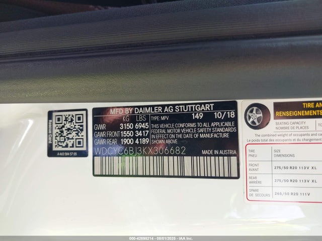 WDCYC6BJ3KX306682 Mercedes-Benz m157