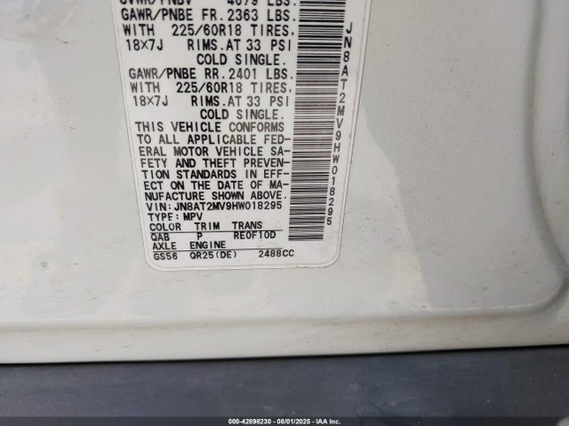 JN8AT2MV9HW018295 Nissan Rogue