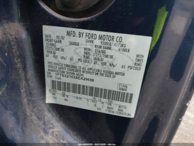 2008 FORD F-250 1FTSX215X8EA29658 Photo 8