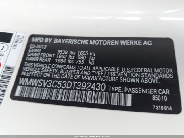 2013 MINI HARDTOP WMWSV3C53DT392430 Photo 8