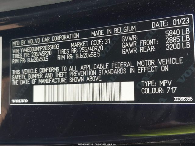 2023 VOLVO XC40 RECHARGE PURE ELECTRIC YV4ED3UM1P2035893 Photo 8