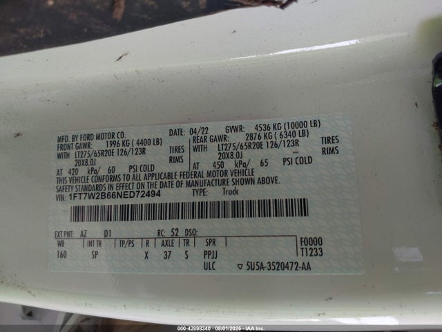 Ford F-250 2022 1FT7W2B66NED72494 Image 9