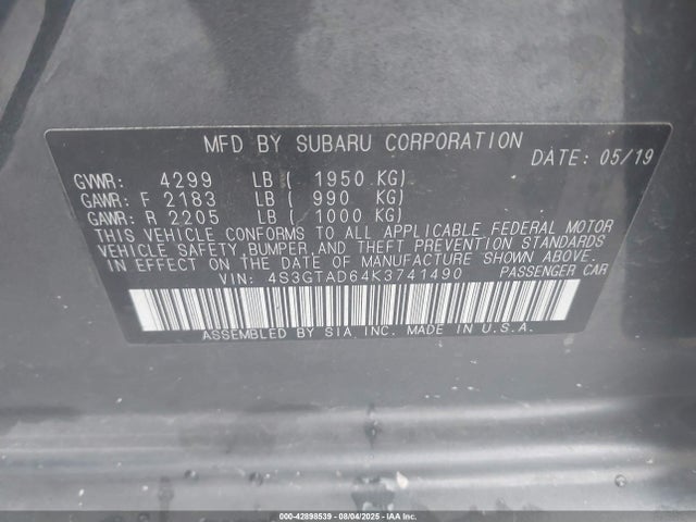 Subaru Impreza 2019 4S3GTAD64K3741490 Image 9
