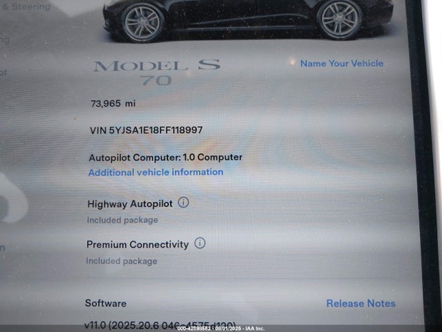 2015 TESLA MODEL S 5YJSA1E18FF118997 Photo 6