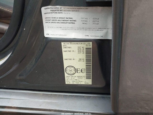 1N4AL3AP7GN366422 Nissan 2016