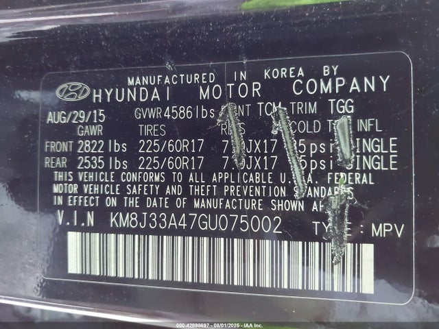 Hyundai Tucson 2016 KM8J33A47GU075002 Image 9