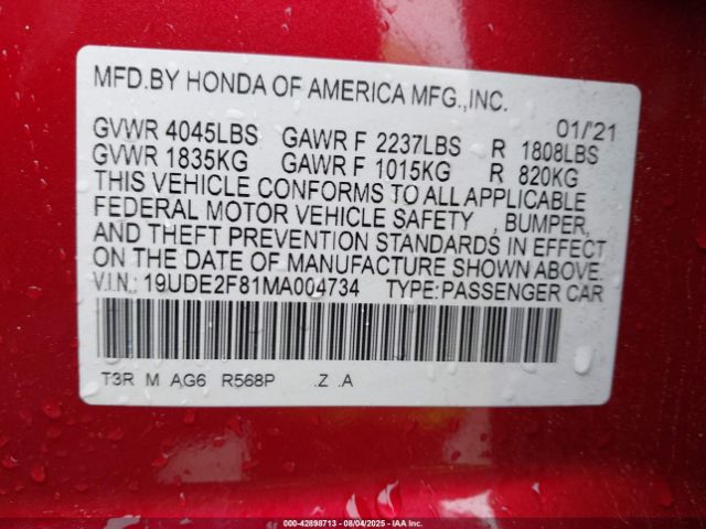 2021 ACURA ILX 19UDE2F81MA004734 Photo 8