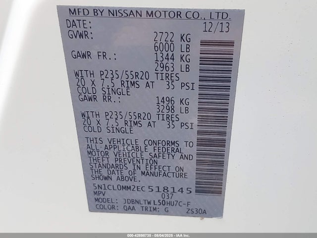 5N1CL0MM2EC518145 Infiniti QX60