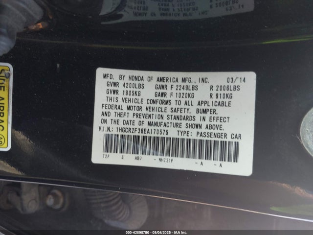 Honda k24w1 2014 1HGCR2F36EA170575 Image 9