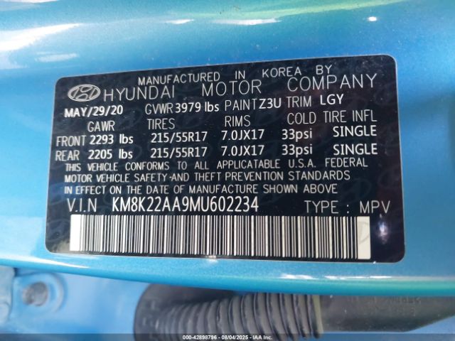 2021 HYUNDAI KONA KM8K22AA9MU602234 Photo 8