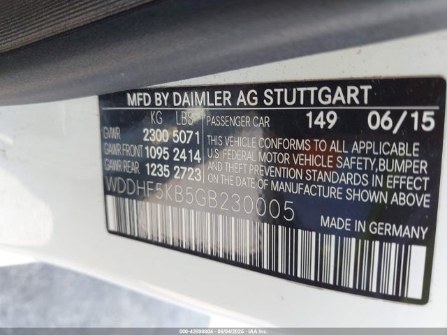 WDDHF5KB5GB230005 Mercedes-Benz E-Class