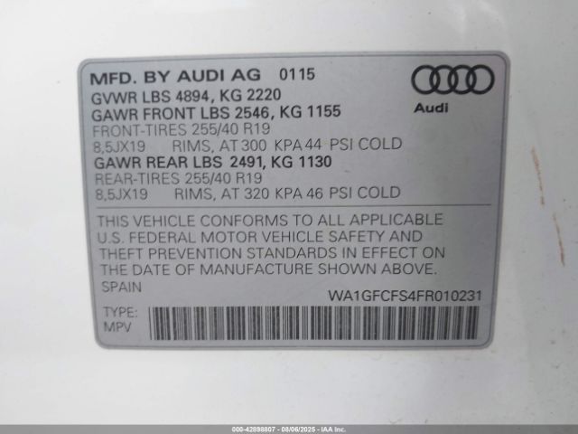 2015 AUDI Q3 WA1GFCFS4FR010231 Photo 8
