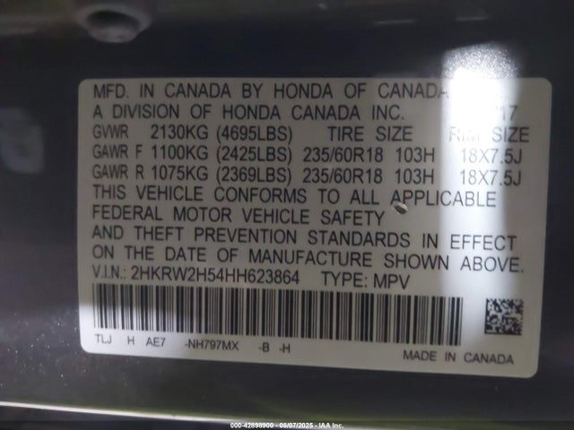 2HKRW2H54HH623864 Honda l15be