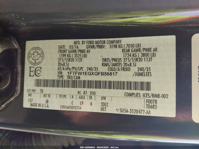 1FTFW1EGXGFB56817 Ford F-150