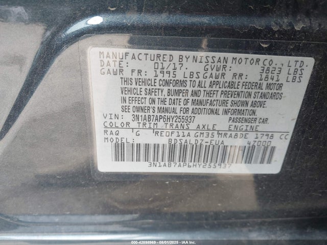 Nissan Sentra 2017 3N1AB7AP6HY255937 Image 9
