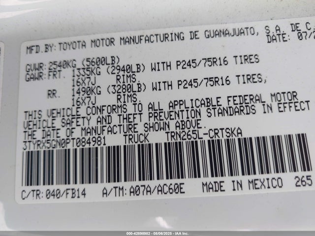 Toyota 2tr-fe 2023 3TYRX5GN0PT084981 Image 9