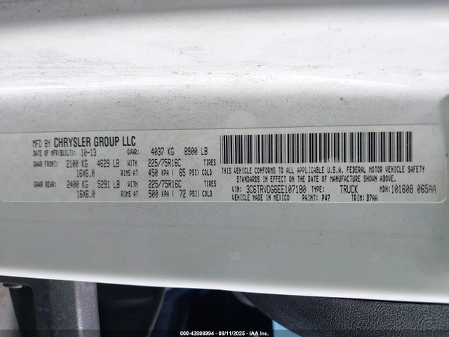 RAM Promaster 2500 2014 3C6TRVDG6EE107180 Image 9