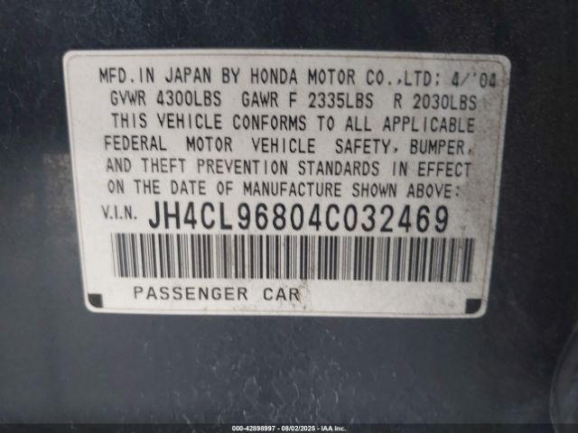 2004 ACURA TSX JH4CL96804C032469 Photo 8