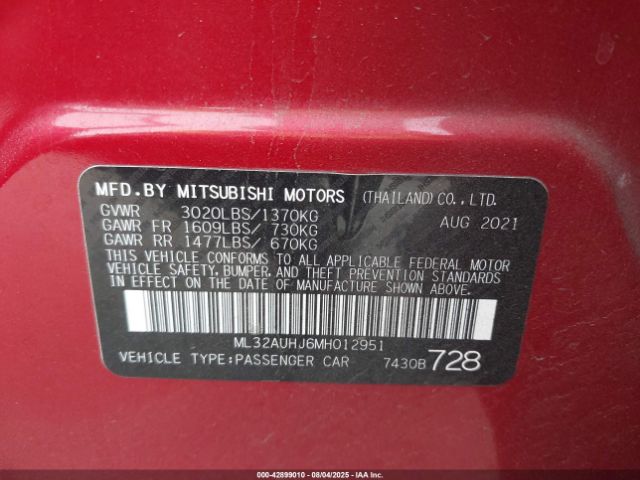 2021 MITSUBISHI MIRAGE ML32AUHJ6MH012951 Photo 8