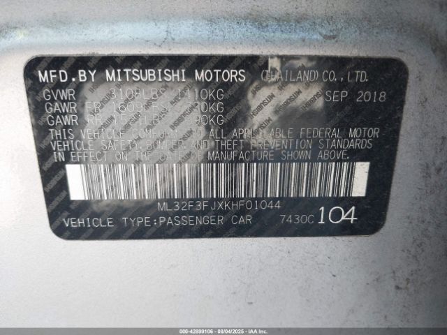 2019 MITSUBISHI MIRAGE G4 ML32F3FJXKHF01044 Photo 8