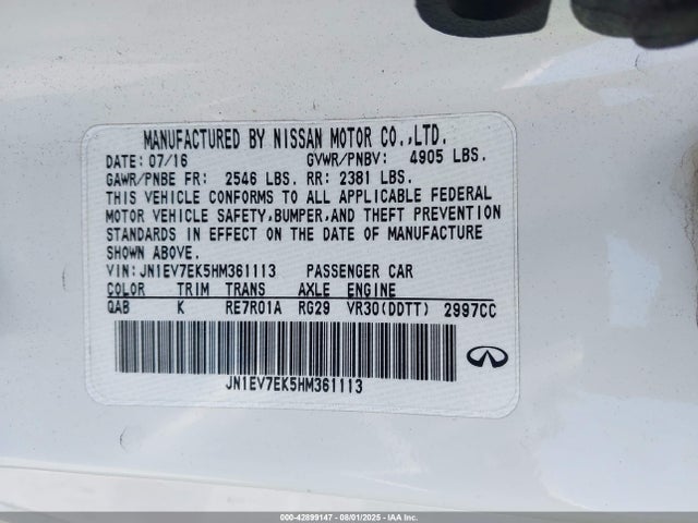 Infiniti Q60 2017 JN1EV7EK5HM361113 Image 9