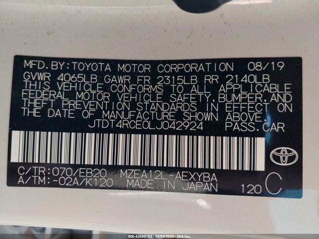 JTDT4RCE0LJ042924 Toyota m20-fks