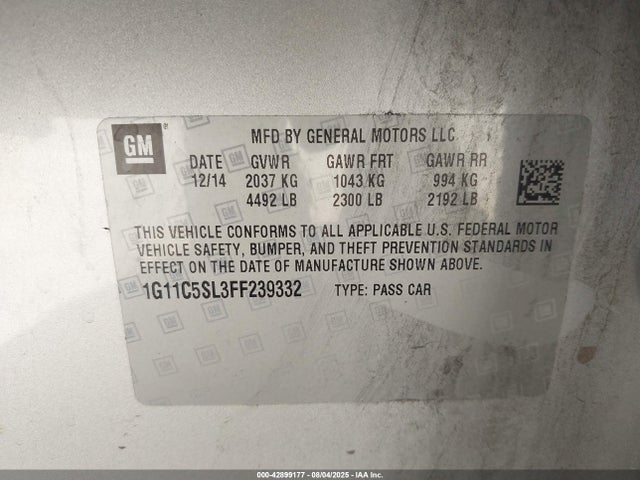 Chevrolet lkw 2015 1G11C5SL3FF239332 Image 8