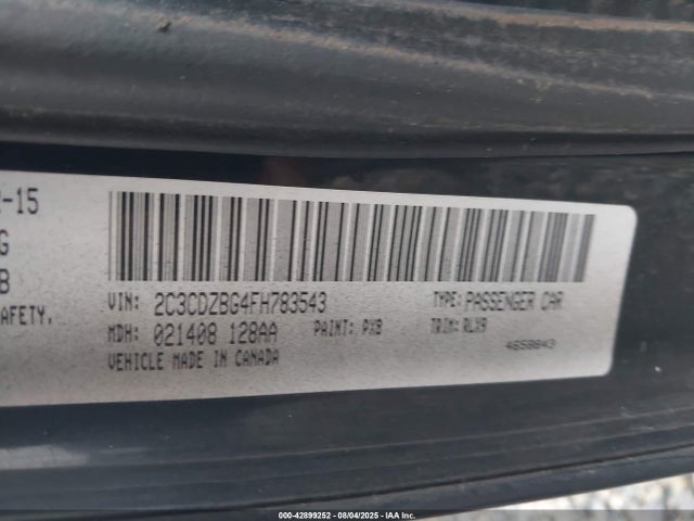 Dodge Challenger 2015 2C3CDZBG4FH783543 Image 9