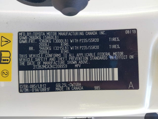Lexus 2gr-fks 2019 2T2BZMCA2KC208959 Image 9