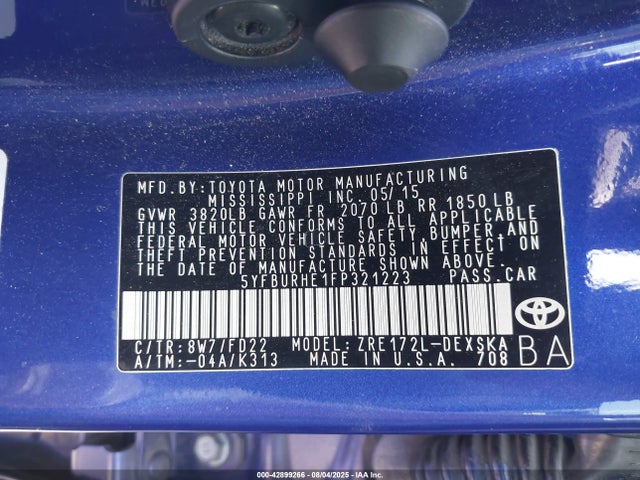 5YFBURHE1FP321223 Toyota 2zr-fe