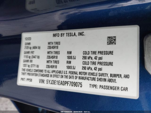 2023 TESLA MODEL 3 5YJ3E1EA0PF709075 Photo 8
