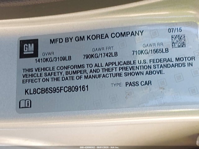 Chevrolet ll0 2015 KL8CB6S95FC809161 Image 9