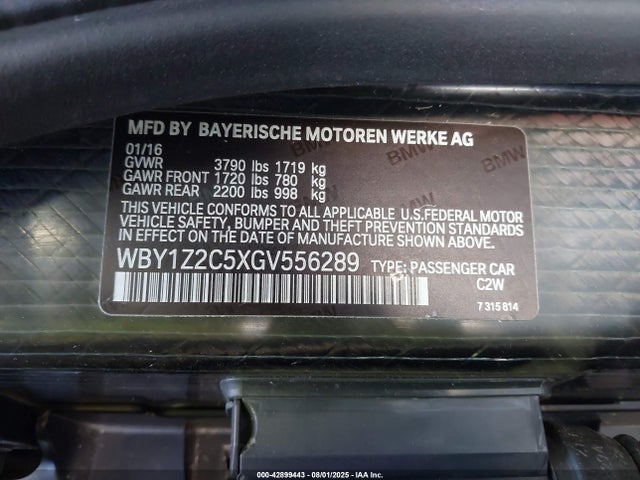 WBY1Z2C5XGV556289 BMW I3