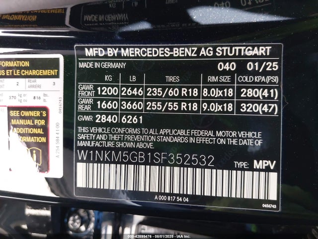 W1NKM5GB1SF352532 Mercedes-Benz m254
