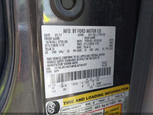 1FMJK1KT4HEA74107 Ford 3.5l gtdi ffv/gasoline